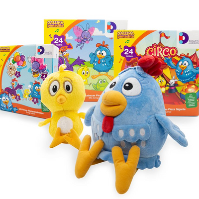 Kit de Peluches y Rompecabezas de la Gallina Pintadita