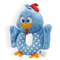Sonaja y mordedera sensorial de peluche de la gallina pintadita - 2