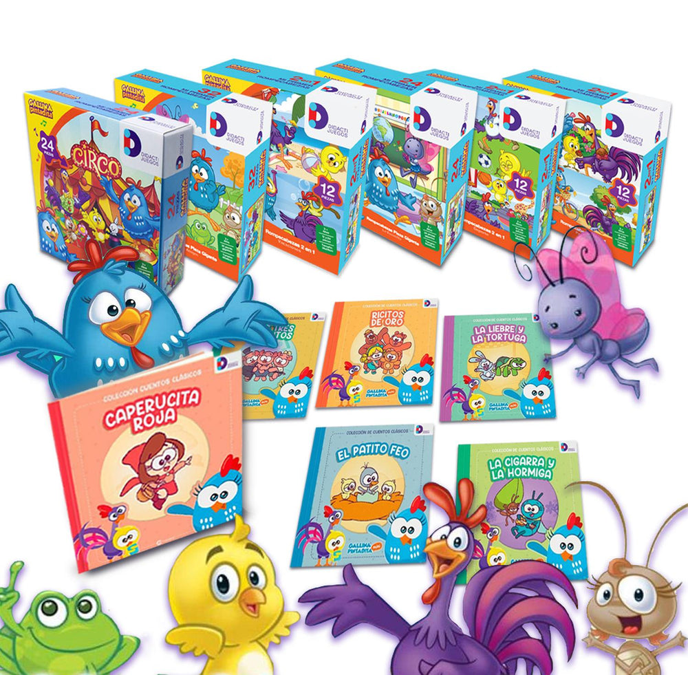 Pack Gallina Pintadita Rompecabezas + Cuento 2 Pz a Elegir