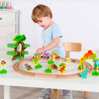 Tren De Madera De Dinosaurios Set De 40 Piezas Infantil - 3