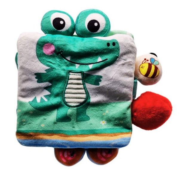 Libro suave de cocodrilo para bebé de 0 a 6 meses, juguete de aprendizaje temprano para bebe, libro