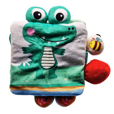 Libro suave de cocodrilo para bebé de 0 a 6 meses, juguete de aprendizaje temprano para bebe, libro