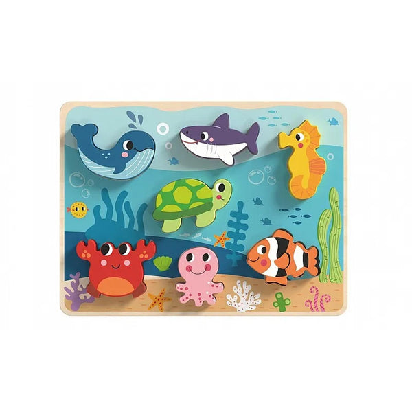 Rompecabezas de Madera de Animales Marinos Pieza Gruesa Chunky 8 Piezas