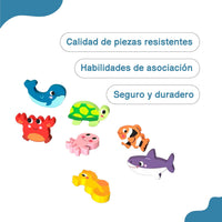 Rompecabezas de Madera de Animales Marinos con Diferentes Capas, Juguete Preescolar Chunky de 8 Piezas,Didactico - Tooky Toy - 7