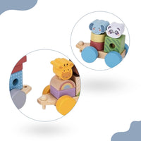 Tren de Madera Apilable de Animales de la Selva -Tooky Toy - 5