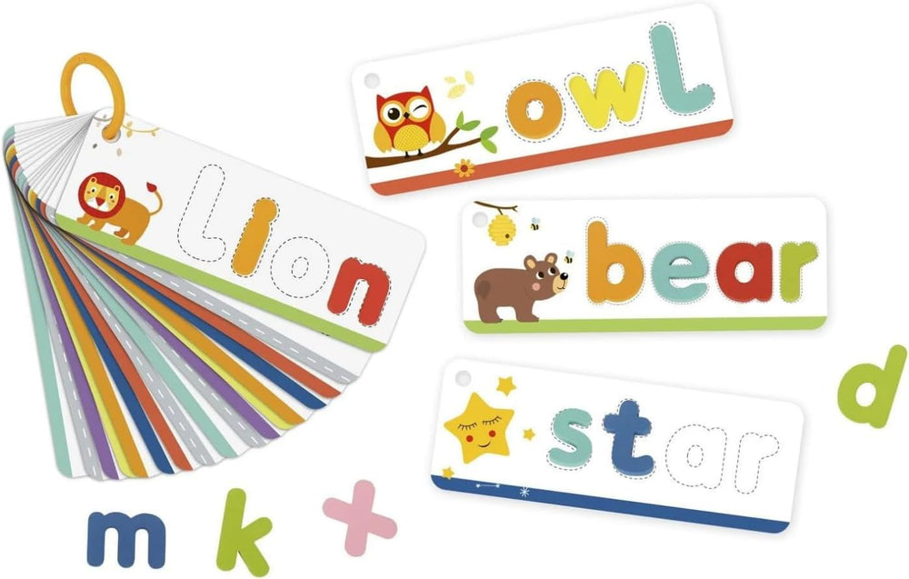 Tooky Toy Rompecabezas del Abecedario con Letras de Madera para Completar Las Palabras en Las Tarjetas, Educativo Didactico