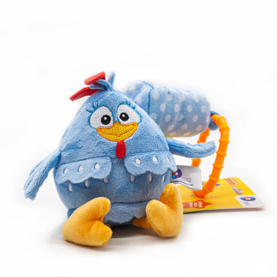 Peluche y sonaja colgante para carriola o cuna de la gallina pintadita