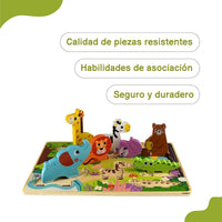 Rompecabezas de Madera de Animales de la Selva Pieza Gruesa Chunky 8 Piezas - 4