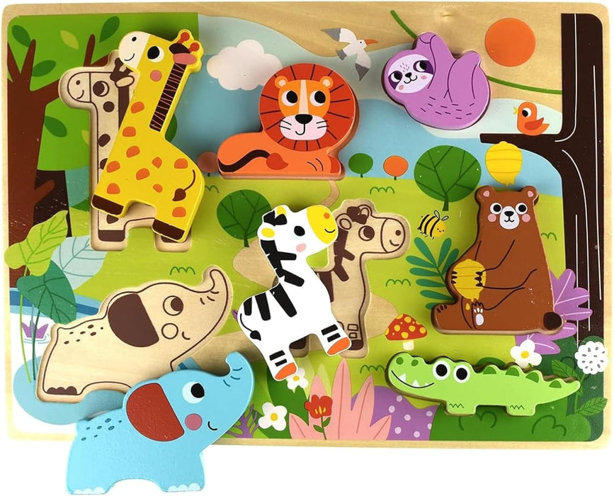Rompecabezas de Madera de Animales de la Selva Pieza Gruesa Chunky