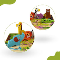 Rompecabezas de Madera de Animales de la Selva Pieza Gruesa Chunky 8 Piezas - 5
