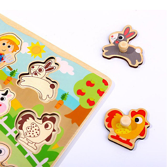 Rompecabezas De Madera Granja Infantil 10 Piezas Didáctico