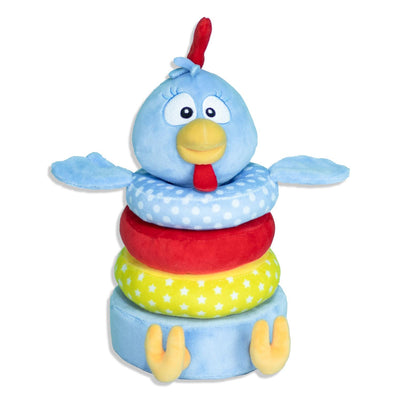 Aros apilable de peluche y sonaja 2 en 1 de la gallina pintadita