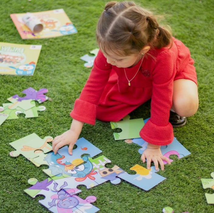 Rompecabezas en Progresivo Gallina Pintadita 2+4+6+8 Pz