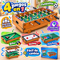 Mesa de Juegos 4 en 1: Futbolito, Billar, Hockey y Ping Pong - 4