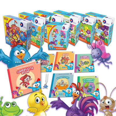 Colección Completa La Gallina Pintadita 7 Rompecabezas + 6 Cuentos Infantiles + 1 Dije De Plata .925 - Pollito Amarillito- La Cucarachita- Didacti Juegos