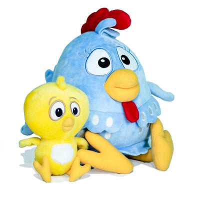 Combo Peluches Oficiales Gallina Pintadita y Pollito Amarillito