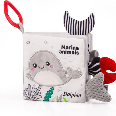 Libro suave de ballena para bebé de 0 a 6 meses, juguete de aprendizaje temprano para bebe