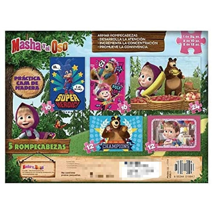 Rompecabezas en Masha Y El Oso Con Caja De Madera — DidactiJuegos