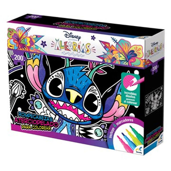 Rompecabezas Aterciopelado Disney Stitch Alegrias 200 Piezas Colorear