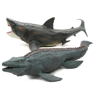 Kit Mosasauro y Tiburón Figuras de Dinosaurio Realistas Coleccionables