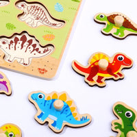 Rompecabezas De Madera Dinosaurios 10 Piezas Diáctico - 1