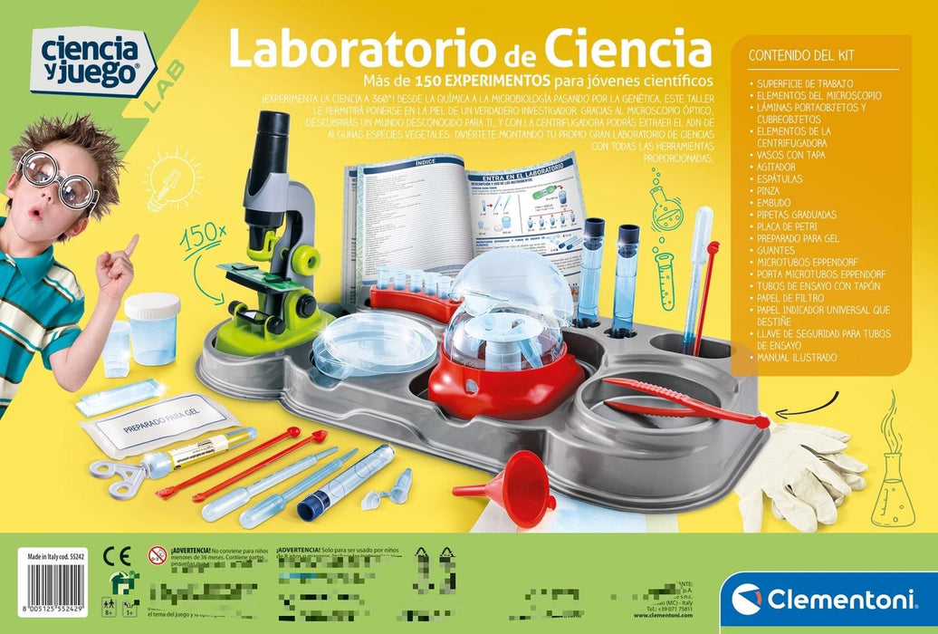 Laboratorio De Ciencia Para Niños -Con Microscopio Y Centrigugadora Clementoni