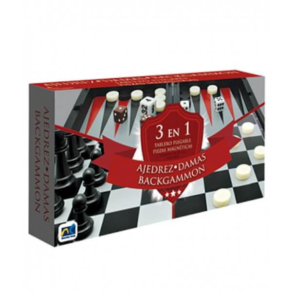 Set 3 En 1 Magnetico Ajedrez, Damas Y Backgammon