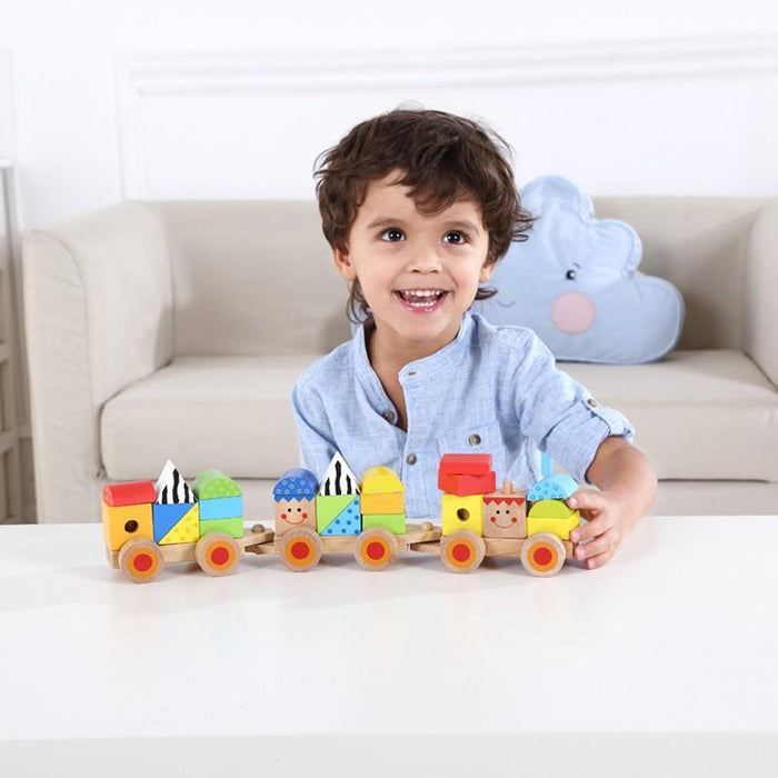 Tren De Madera- Apilable Para Bebes, Motriz, Didactico 26 Pz