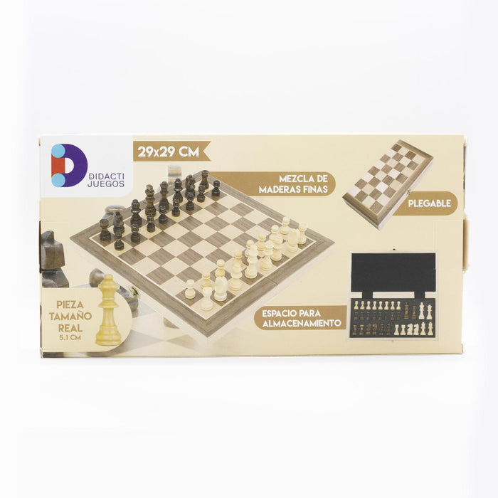 Ajedrez De Madera Tablero Plegable de Lujo Chess 29x29 cm