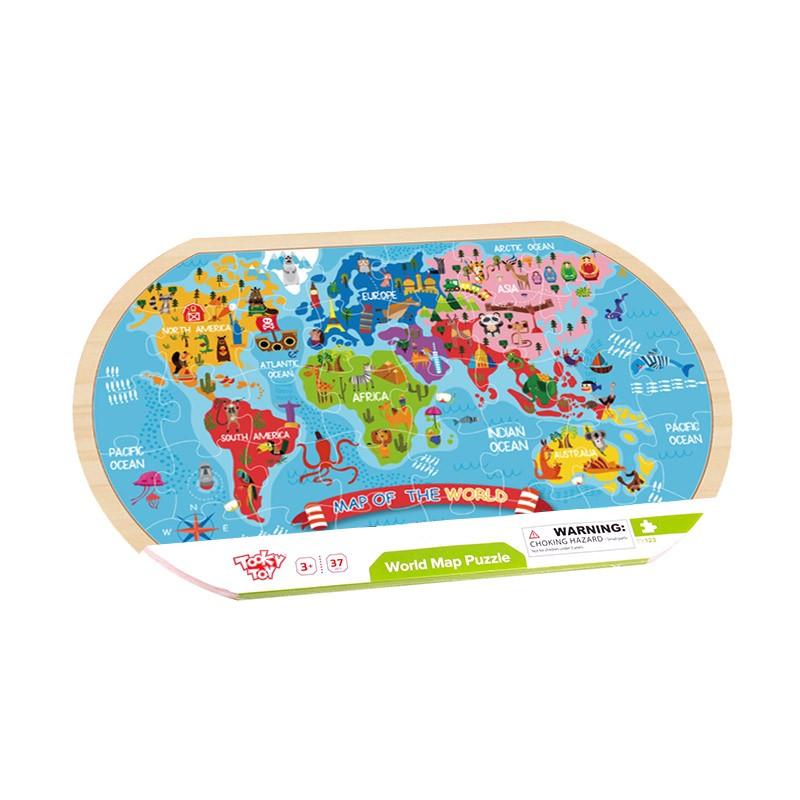 Rompecabezas De Madera Mapa Del Mundo, Infantil 36 Piezas