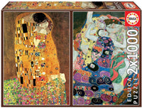 Rompecabezas 2 en 1 Gustav Klimt: El Beso Y La Virgen 2x1000 Piezas Educa - 1