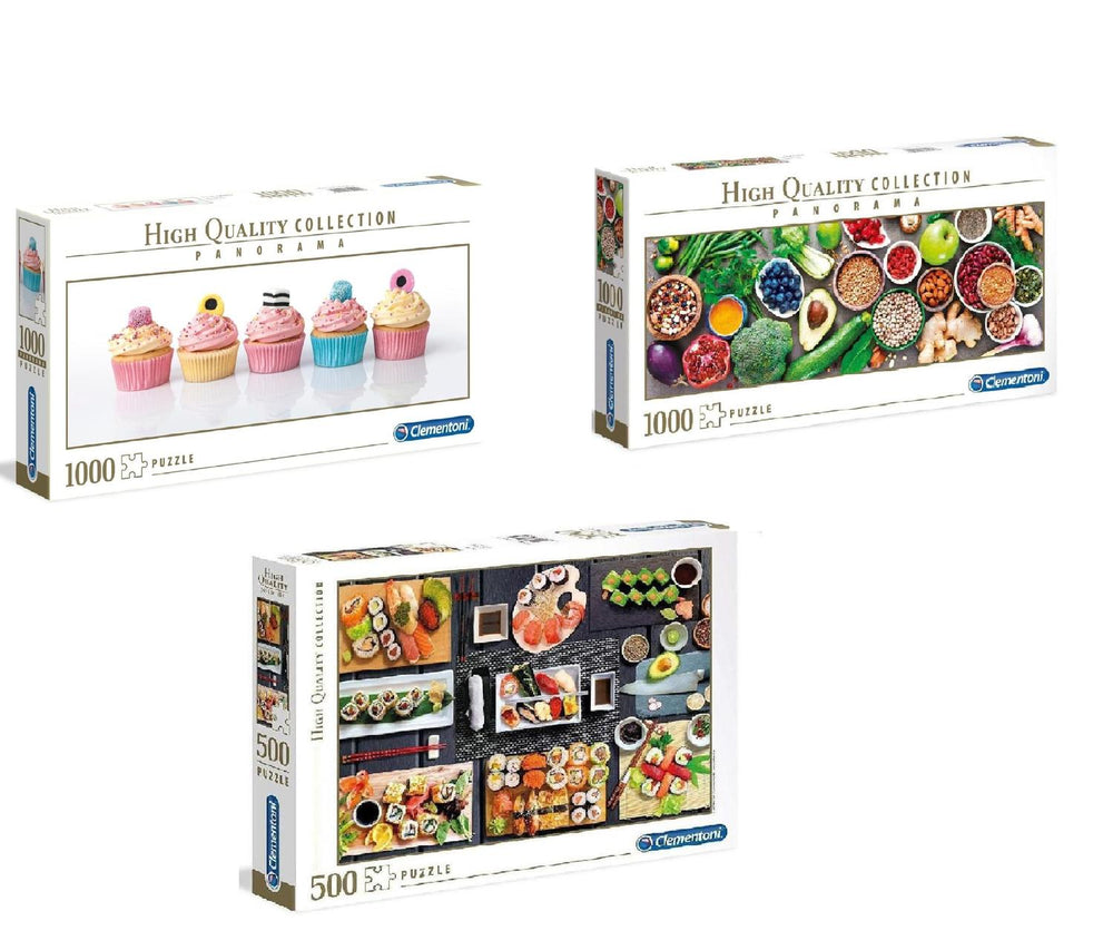 Set de 3 Rompecabezas Food Colección,1000-500 Pz Clementoni