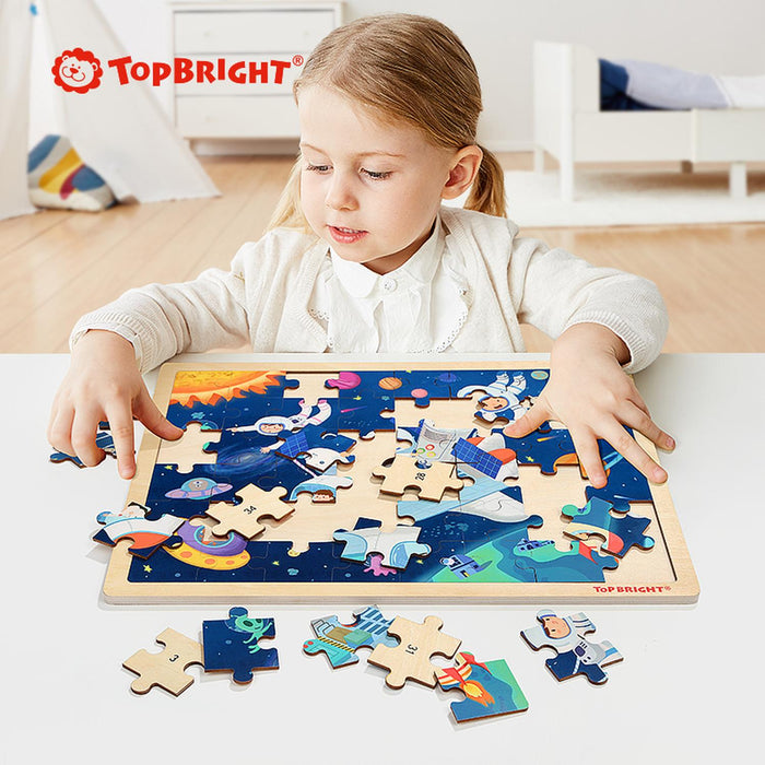 Rompecabezas De Madera Para Niños, Espacio 48 Pz Top Bright