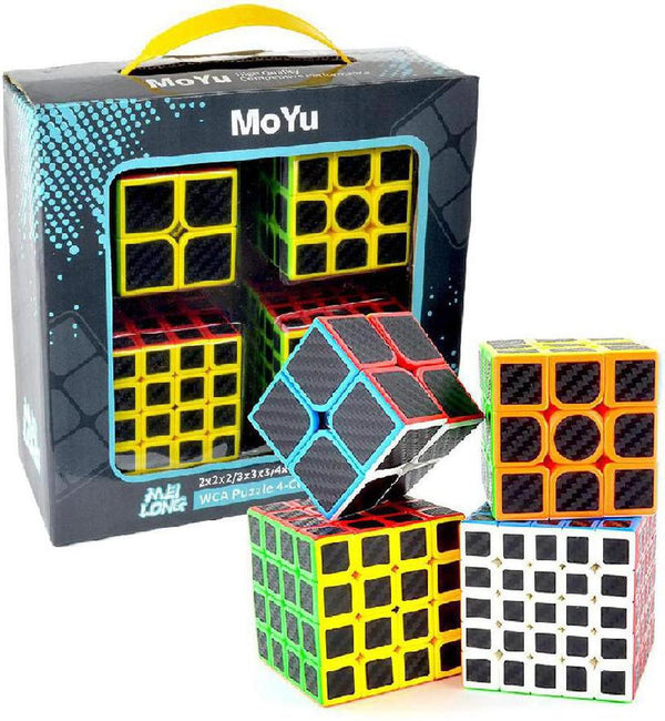 Set Cubos Magicos 2 + 3 + 4 + 5 - Carbon Fiber