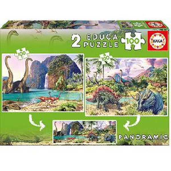 Rompecabezas 2 En 1, Dino World, 2×100 Educa