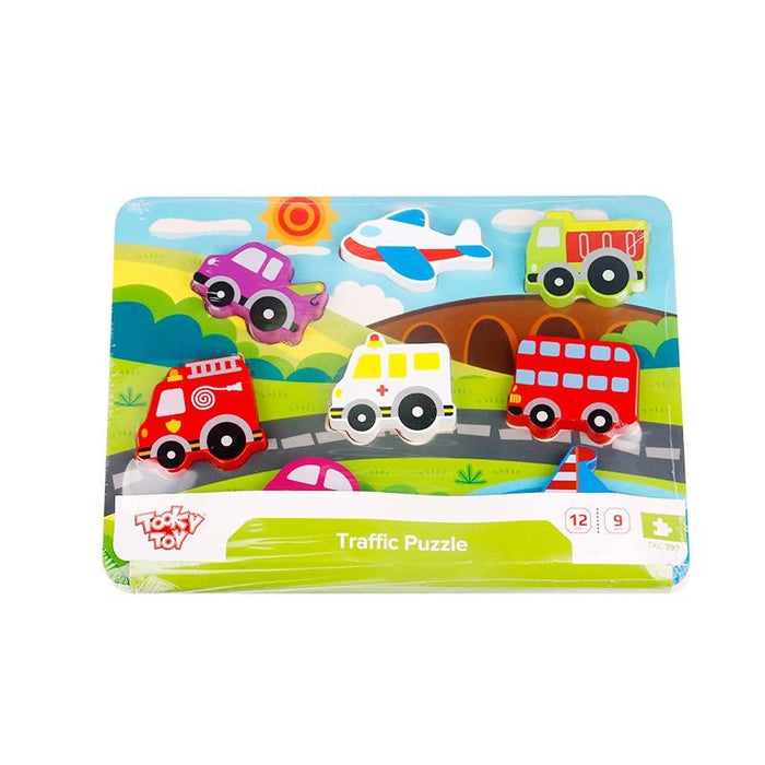 Rompecabezas Chunky Puzzle-Transportes Madera 9 Pz +18 meses