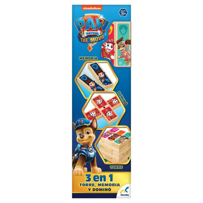 Torre De Madera 3 En 1 Paw Patrol, Torre,Memoria Y Domino