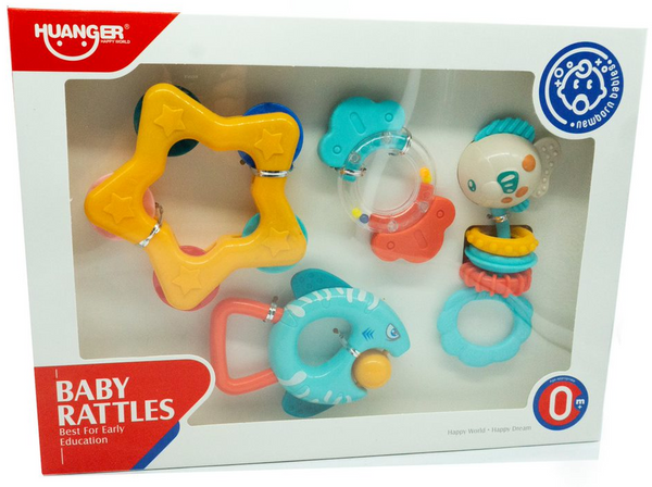 Kit de 4 piezas de Sonaja para Bebé con mordedera