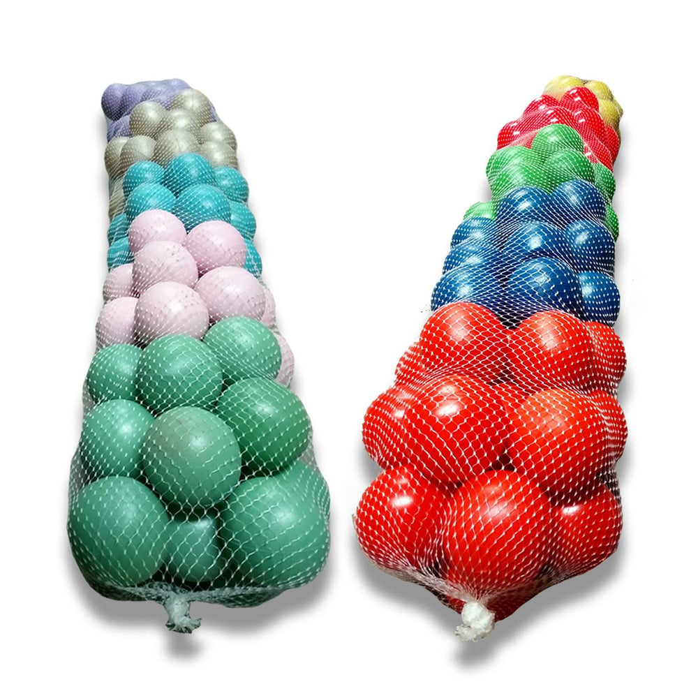 Pelotas De Plástico 75 mm 100 Piezas En Red Varios Colores