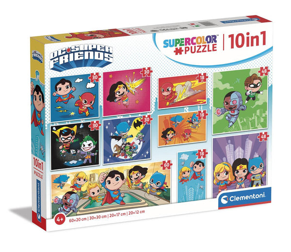 Rompecabezas 10 En 1 DC Comics Super Friends 3x18,4x30 Y 1x60 Piezas