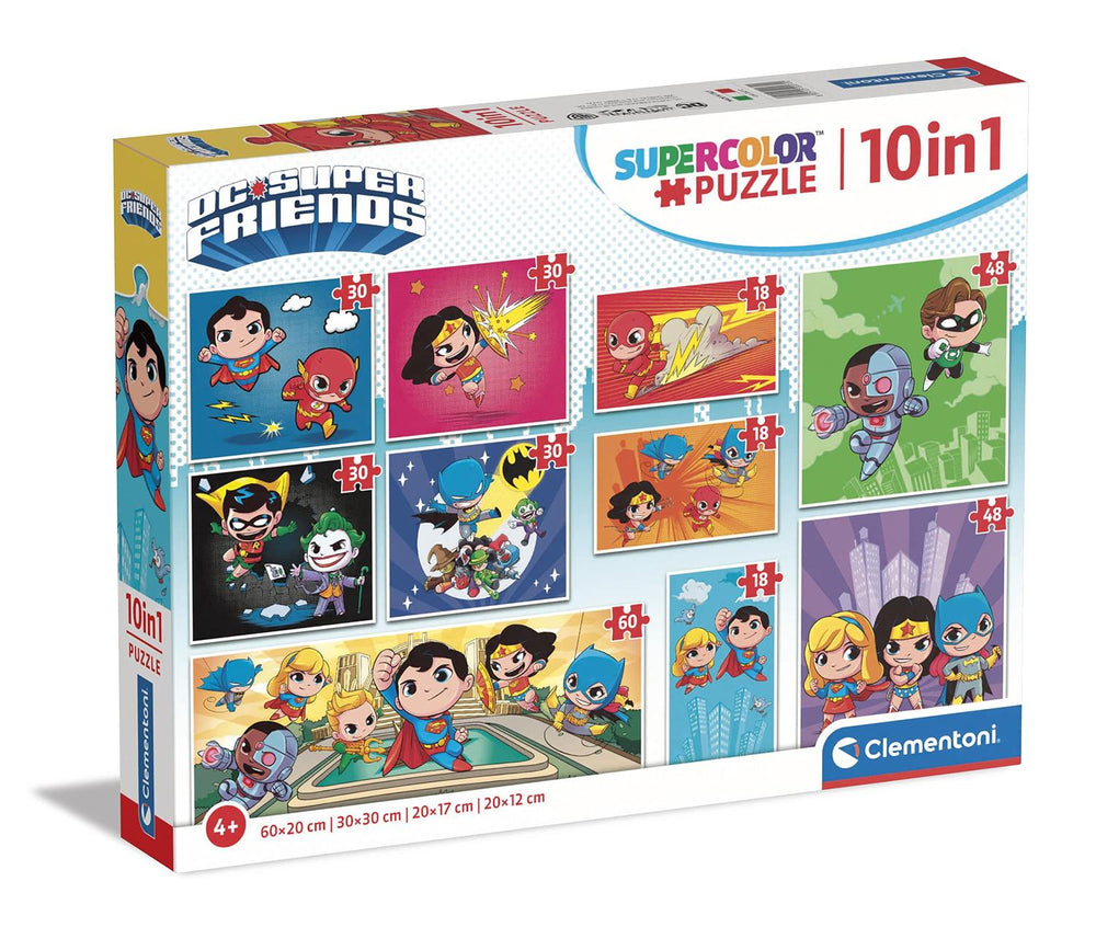 Rompecabezas 10 En 1 DC Comics Super Friends 3x18,4x30 Y 1x60 Piezas