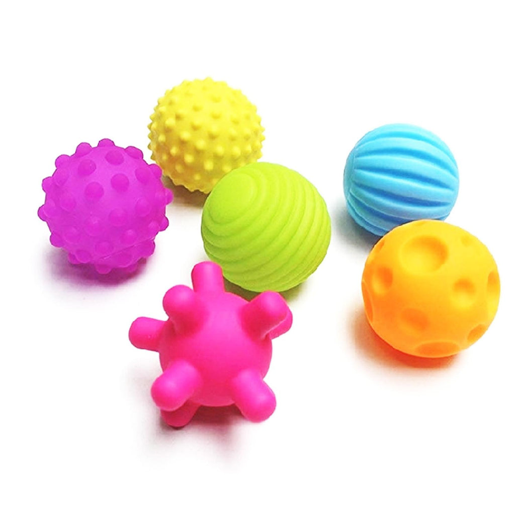 Juego de bolas múltiples texturizadas para bebé, 6 piezas coloridas y  brillantes para niños, bolas sensoriales para masaje, bola suave, 6 a 12  meses
