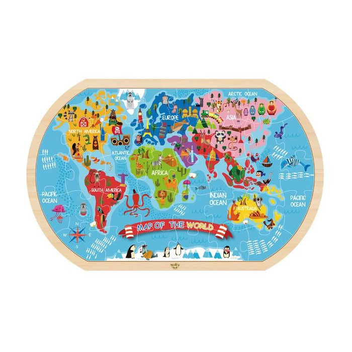 Rompecabezas De Madera Mapa Del Mundo, Infantil 36 Piezas