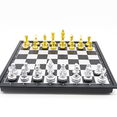 Ajedrez Magnético 25X25 Con Piezas Doradas y Plateadas