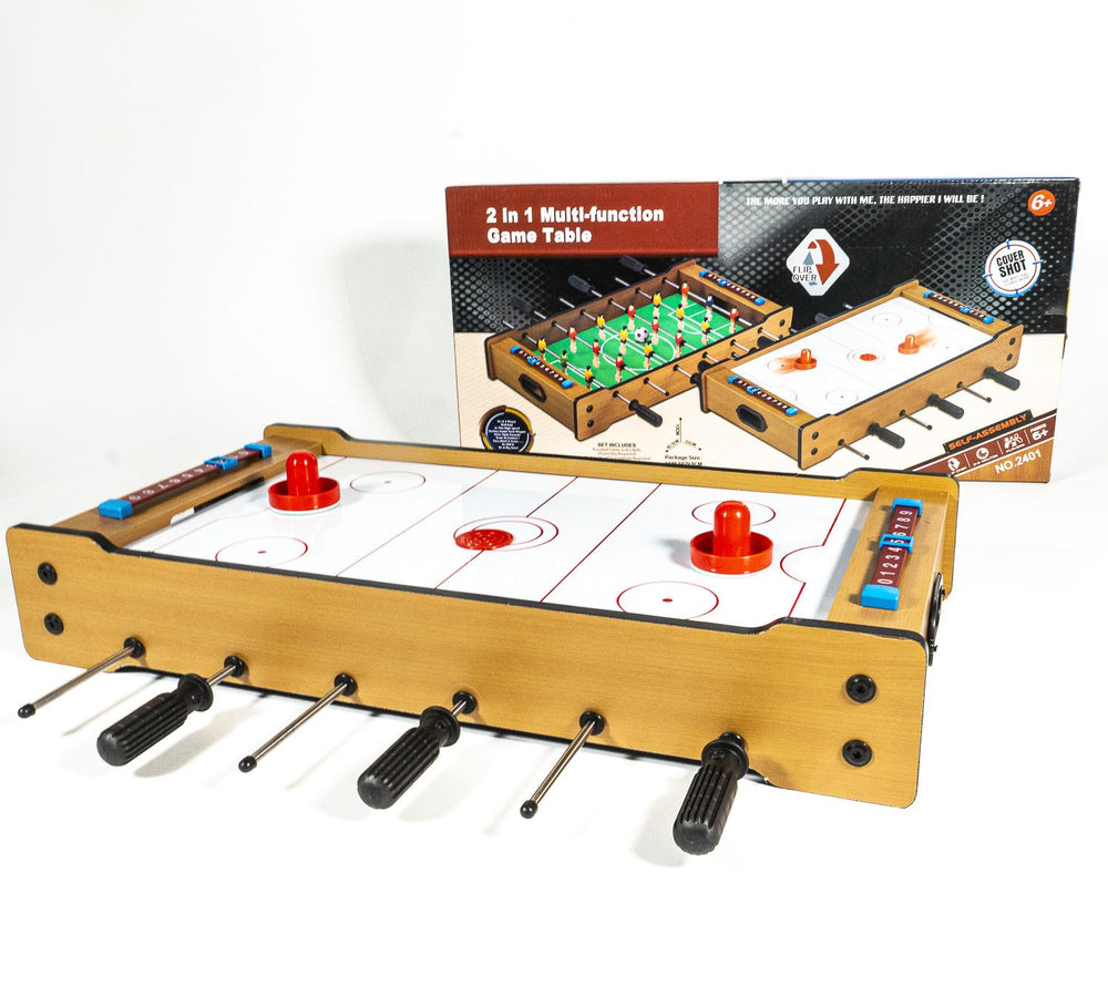 Futbolito y Hockey Juego de Mesa Portátil 2 en 1 de Madera
