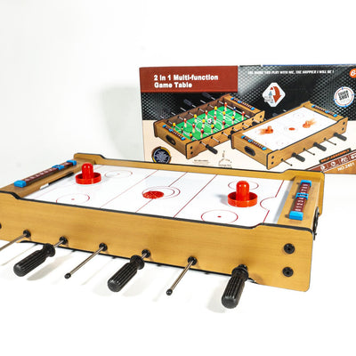 Futbolito y Hockey Juego de Mesa Portátil 2 en 1 de Madera