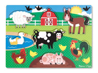 Wooden Peg Puzzle Farm Animals Rompecabezas De De Madera Melissa & Doug - 1