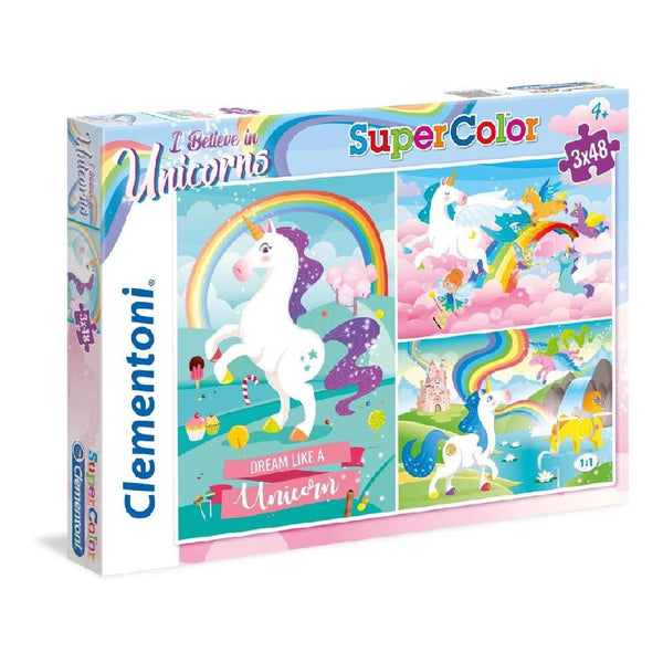 Rompecabezas Unicornios Brillantes 3X48 Piezas Clementoni