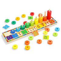 Juego De Apilar Aros Arcoíris, Madera, Didáctico 56 Piezas - 1