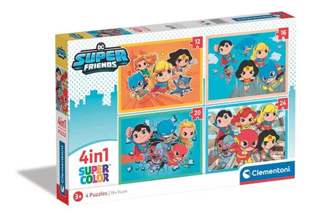 Rompecabezas 4 En 1 DC Comics Super Friends 2 De 12 Y 2 De 24 Piezas